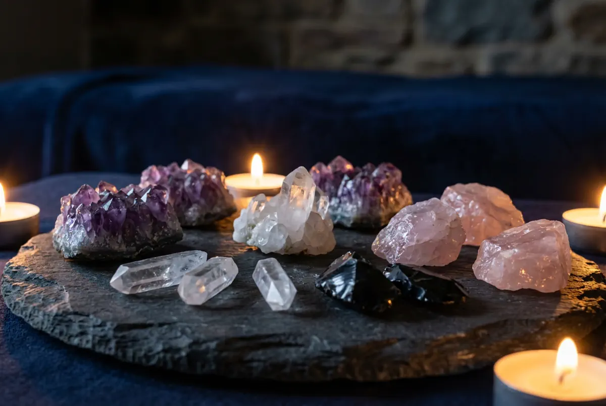 Crystal collection by candlelight