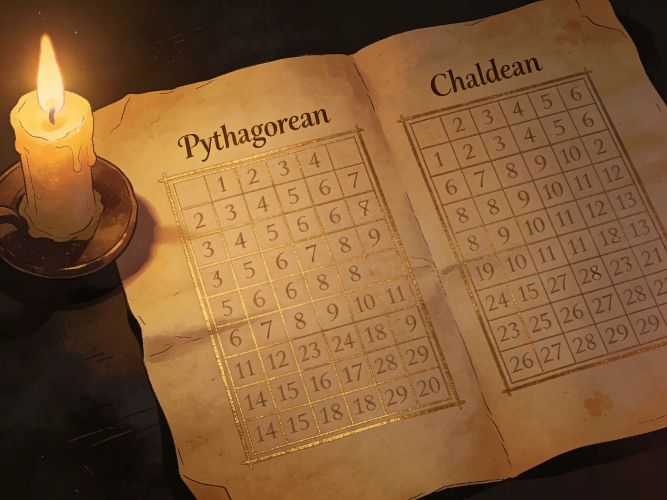 Pythagorean and Chaldean numerology script